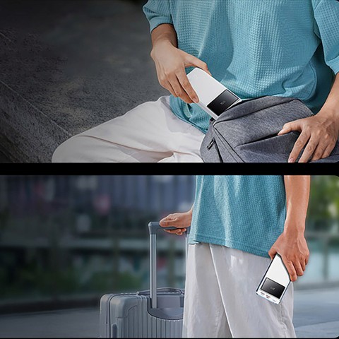 
20000mAh USB-A USB-C nešiojamas įkroviklis su ekrano laidu, 22,5 W, baltas
