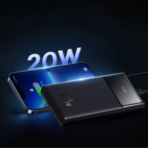 
10000mAh USB-A USB-C su ekrano laidu 22,5 W - juodas
