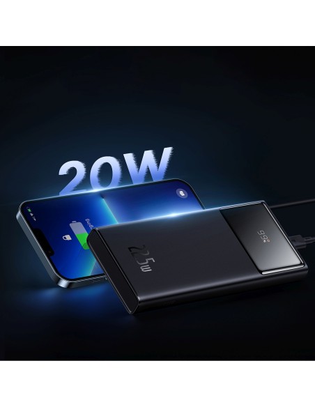 
10000mAh USB-A USB-C su ekrano laidu 22,5 W - juodas
