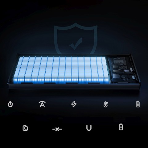 
10000mAh USB-A USB-C su ekrano laidu 22,5 W - juodas
