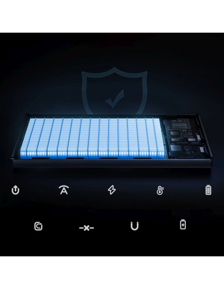 
10000mAh USB-A USB-C su ekrano laidu 22,5 W - juodas
