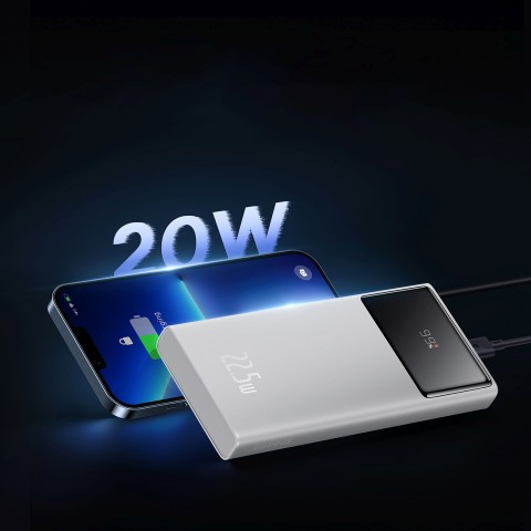 
10000mAh USB-A USB-C su ekrano laidu 22,5 W - balta
