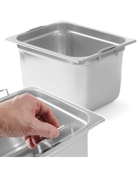 GN konteineris su ištraukiamomis rankenomis iš nerūdijančio plieno GN1/2 325x265mm aukštis 200mm - Hendi 803400