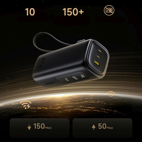 
Nešiojamoji baterija 20000mAh USB-A USB-C su Wi-Fi 67W - juoda
