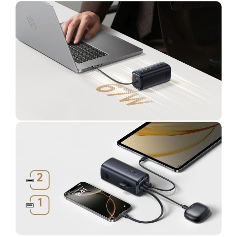 
Nešiojamoji baterija 20000mAh USB-A USB-C su Wi-Fi 67W - juoda

