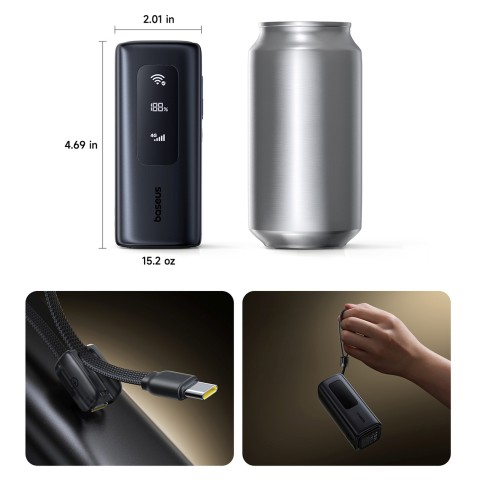
Nešiojamoji baterija 20000mAh USB-A USB-C su Wi-Fi 67W - juoda
