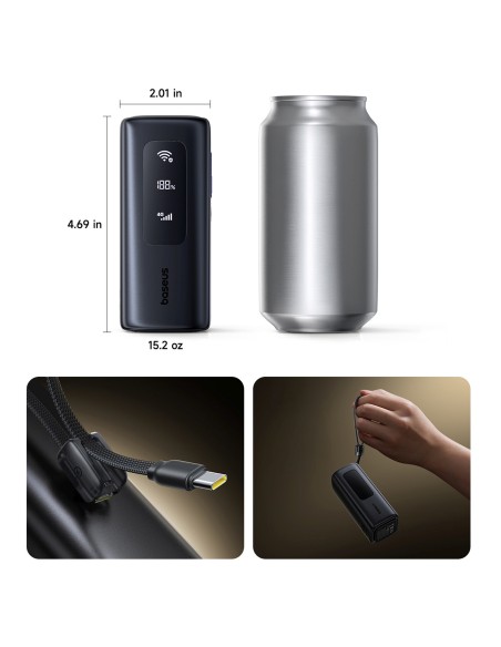 
Nešiojamoji baterija 20000mAh USB-A USB-C su Wi-Fi 67W - juoda
