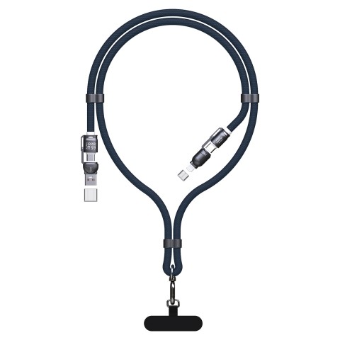 
4 viename USB-C laidas su virvele ir „iPhone Lightning“ USB-A adapteriai – mėlynas
