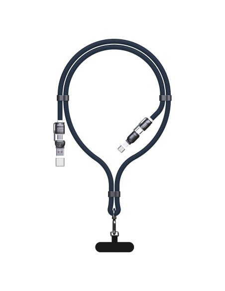 
4 viename USB-C laidas su virvele ir „iPhone Lightning“ USB-A adapteriai – mėlynas

