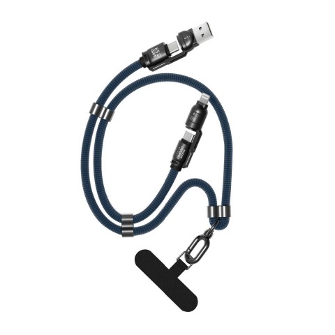 
4 viename USB-C laidas su virvele ir „iPhone Lightning“ USB-A adapteriai – mėlynas
