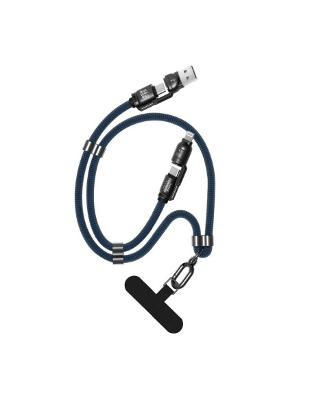 
4 viename USB-C laidas su virvele ir „iPhone Lightning“ USB-A adapteriai – mėlynas
