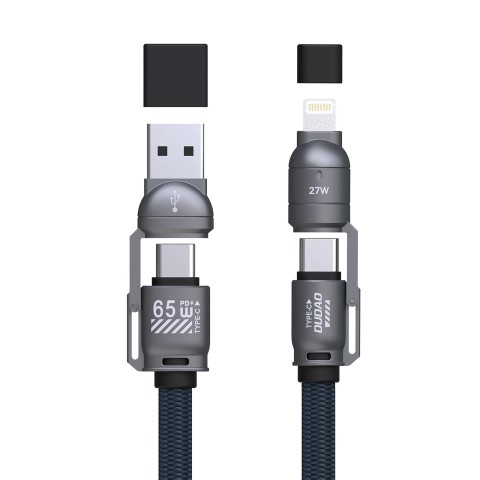 
4 viename USB-C laidas su virvele ir „iPhone Lightning“ USB-A adapteriai – mėlynas
