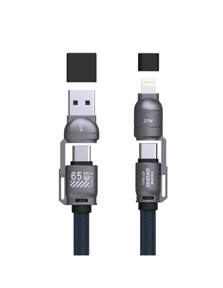 
4 viename USB-C laidas su virvele ir „iPhone Lightning“ USB-A adapteriai – mėlynas
