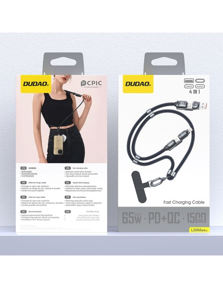 
4 viename USB-C laidas su virvele ir „iPhone Lightning“ USB-A adapteriai – mėlynas
