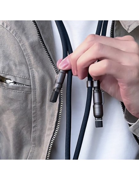 
4 viename USB-C laidas su virvele ir „iPhone Lightning“ USB-A adapteriai – mėlynas

