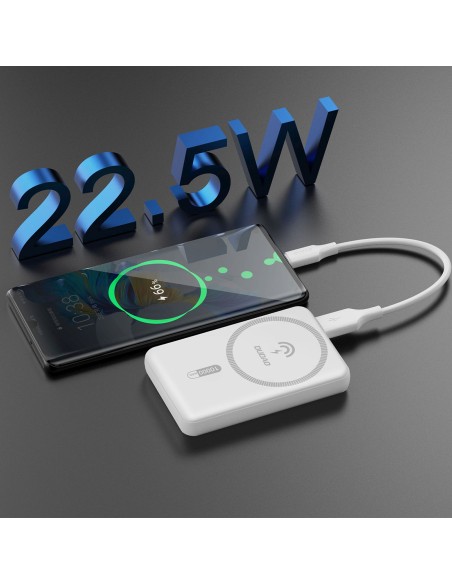 
K14S 5000mAh magnetinis išorinis akumuliatorius USB-A USB-C 20W – baltas
