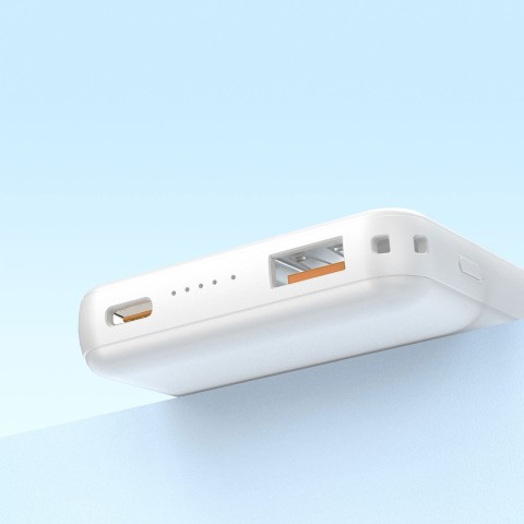 
K14S 5000mAh magnetinis išorinis akumuliatorius USB-A USB-C 20W – baltas
