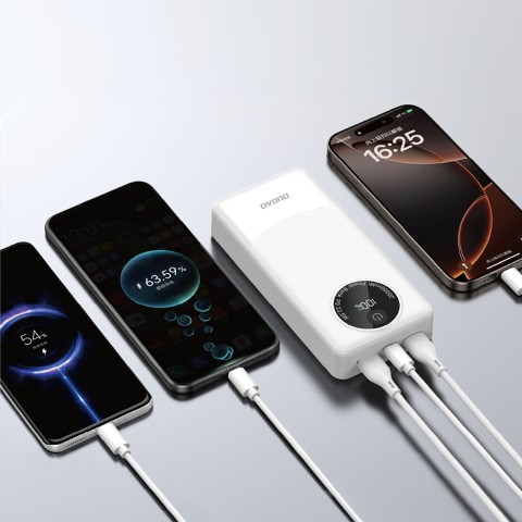 
Nešiojamoji baterija K12Pro 20000mAh USB-A USB-C PD 22.5W - balta
