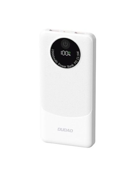 
Nešiojamoji baterija K12 10000mAh USB-A USB-C PD 22.5W - balta
