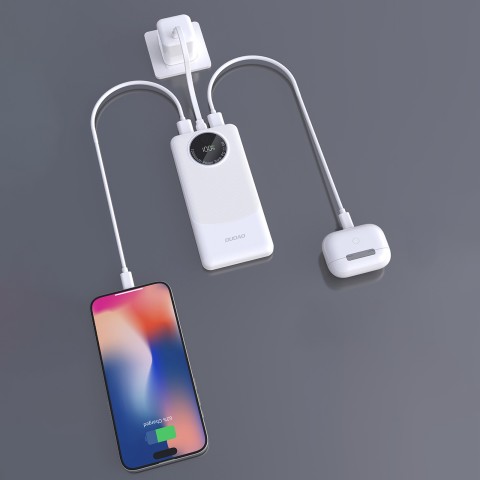 
Nešiojamoji baterija K12 10000mAh USB-A USB-C PD 22.5W - balta
