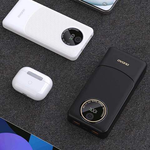 
Nešiojamoji baterija K12 10000mAh USB-A USB-C PD 22.5W - balta

