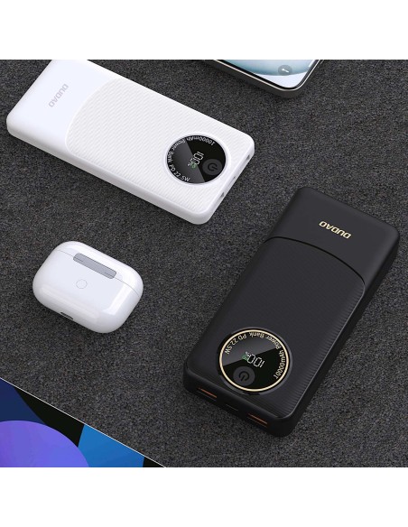
Nešiojamoji baterija K12 10000mAh USB-A USB-C PD 22.5W - balta
