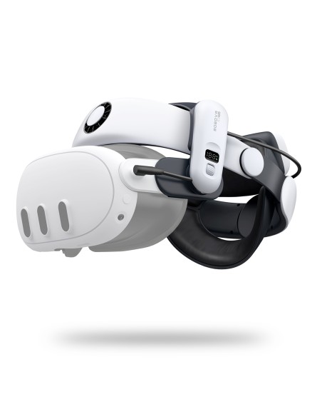 
Dirželis „Meta Quest 3 VR“ ausinėms su išorine baterija – baltas ir juodas
