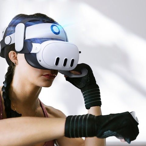 
Dirželis „Meta Quest 3 VR“ ausinėms su išorine baterija – baltas ir juodas
