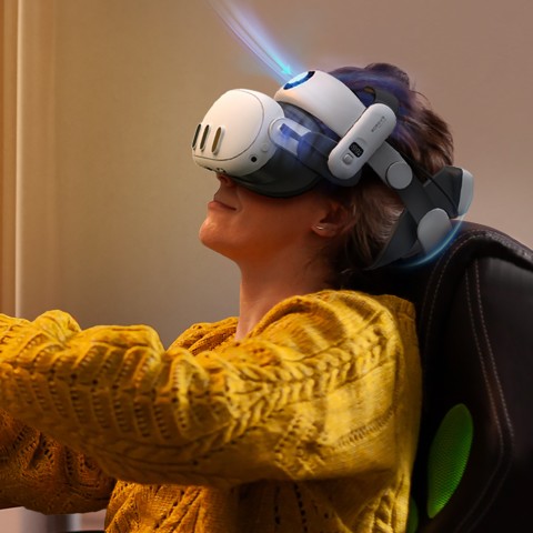
Dirželis „Meta Quest 3 VR“ ausinėms su išorine baterija – baltas ir juodas

