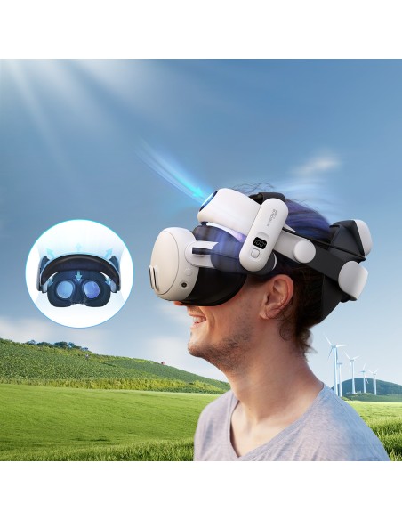 
Dirželis „Meta Quest 3 VR“ ausinėms su išorine baterija – baltas ir juodas
