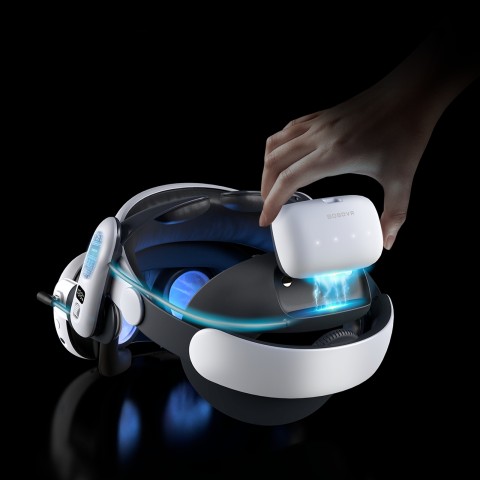 
Dirželis „Meta Quest 3 VR“ ausinėms su išorine baterija – baltas ir juodas
