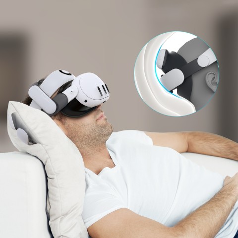 
Dirželis „Meta Quest 3 VR“ ausinėms su išorine baterija – baltas ir juodas
