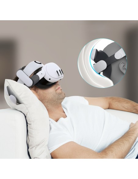 
Dirželis „Meta Quest 3 VR“ ausinėms su išorine baterija – baltas ir juodas
