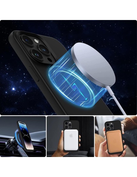
„iPhone 15“ silikoninis „MagSafe“ dėklas – matinės juodos spalvos
