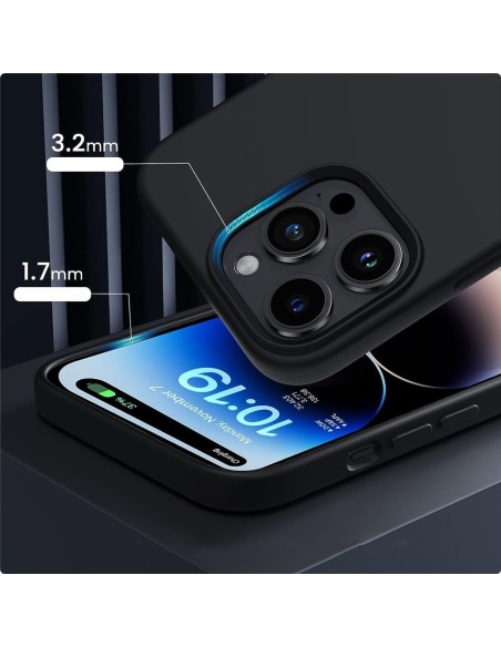 
„iPhone 15“ silikoninis „MagSafe“ dėklas – matinės juodos spalvos
