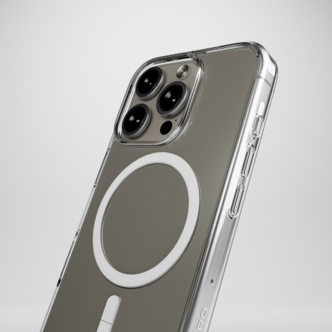
„iPhone 16 Pro“ smūgiams atsparus D3O „MagSafe“ silikoninis dėklas – permatomas
