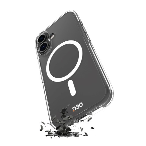 
„iPhone 16“ smūgiams atsparus D3O „MagSafe“ silikoninis dėklas – permatomas
