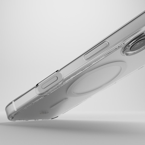 
„iPhone 16“ smūgiams atsparus D3O „MagSafe“ silikoninis dėklas – permatomas
