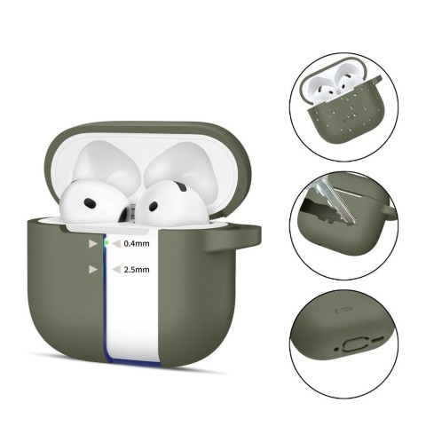 
Apple AirPods 4 silikoninis dėklas su kabliuku – žalias
