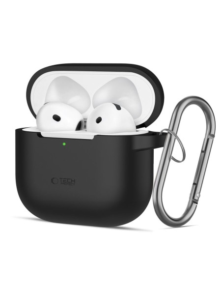 
Apple AirPods 4 silikoninis dėklas su kabliuku – juodas
