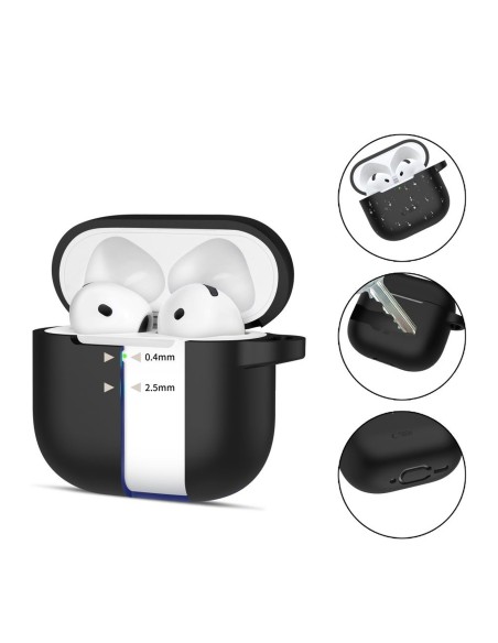 
Apple AirPods 4 silikoninis dėklas su kabliuku – juodas
