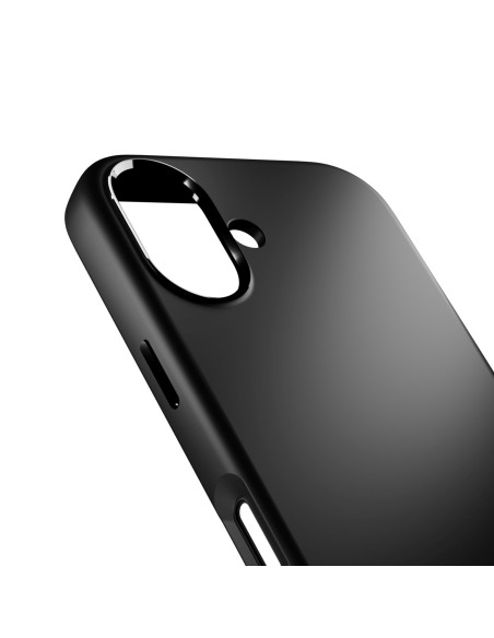 
„iPhone 17“ silikoninis dėklas su kameros apsauga ir aliumininiais „MagSafe“ mygtukais – juodas
