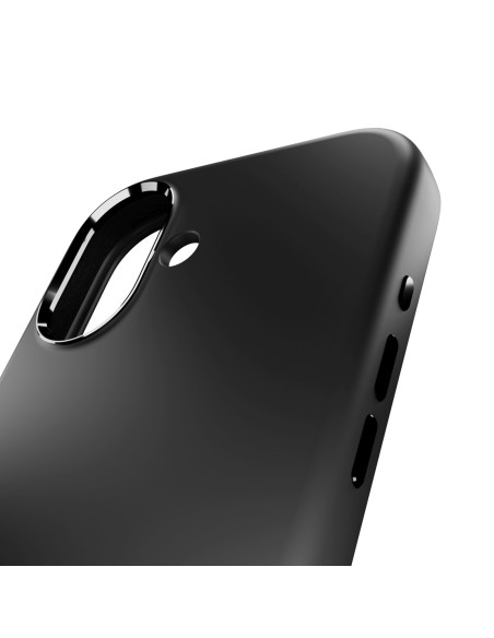 
„iPhone 17“ silikoninis dėklas su kameros apsauga ir aliumininiais „MagSafe“ mygtukais – juodas
