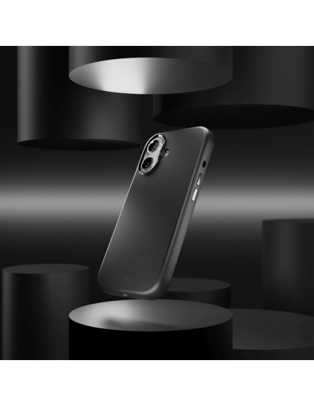
„iPhone 17“ silikoninis dėklas su kameros apsauga ir aliumininiais „MagSafe“ mygtukais – juodas
