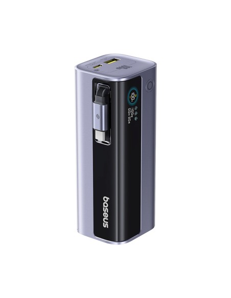 
„EnerGeek GR11“ 10000mAh išorinė baterija su ištraukiamu laidu, 100 W – pilka

