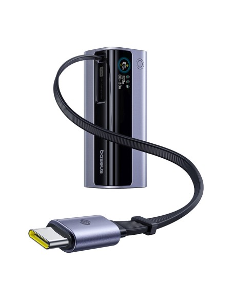 
„EnerGeek GR11“ 10000mAh išorinė baterija su ištraukiamu laidu, 100 W – pilka
