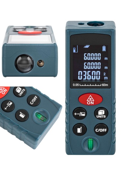 Lazerinis nuotolio ieškiklis su LCD ekranu 60 m / 2 mm Lazerinis nuotolio ieškiklis su LCD ekranu 60 m / 2 mm