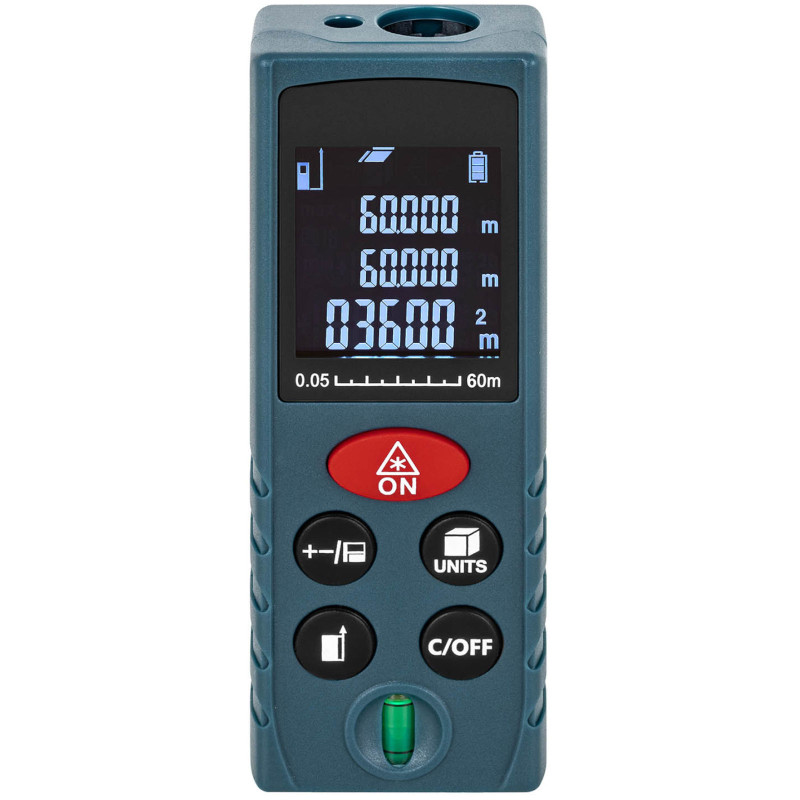 Lazerinis nuotolio ieškiklis su LCD ekranu 60 m / 2 mm