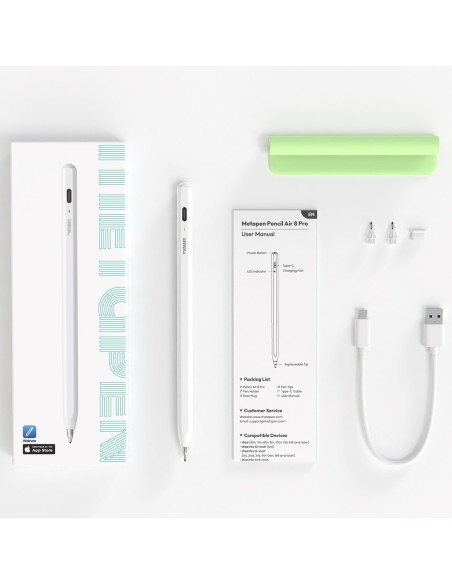 
„iPad“ USB-C pieštukas „Air8 Pro“ rašiklis – baltas
