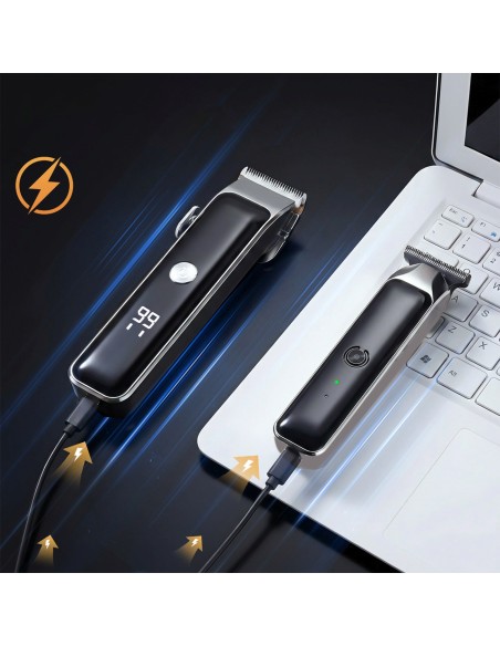
Plaukų kirpimo mašinėlė su 7 LED antgaliais, USB-C - rinkinys
